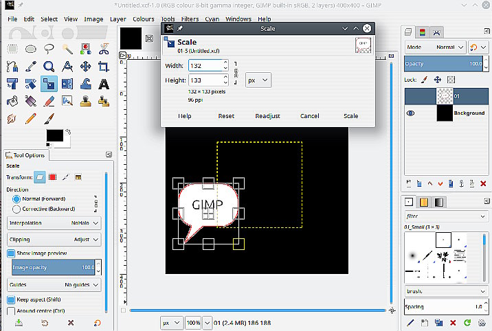 How to remove unwanted line on Gimp 2.10.14